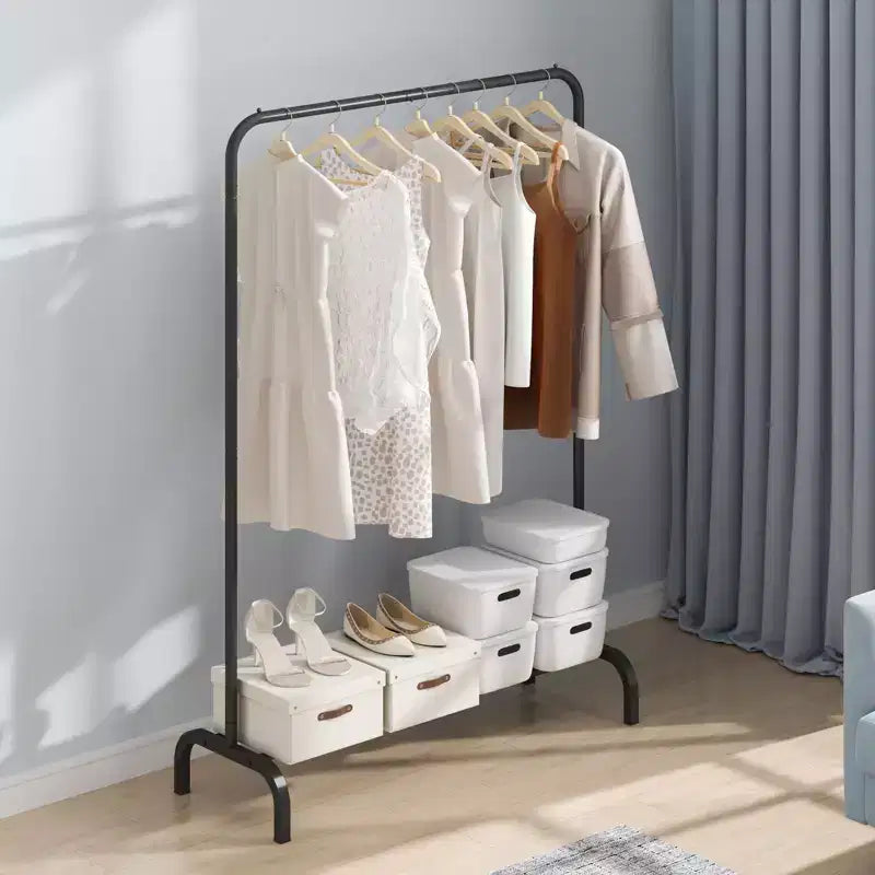 Portant à vêtements robuste avec tringle de suspension et rangement inférieur