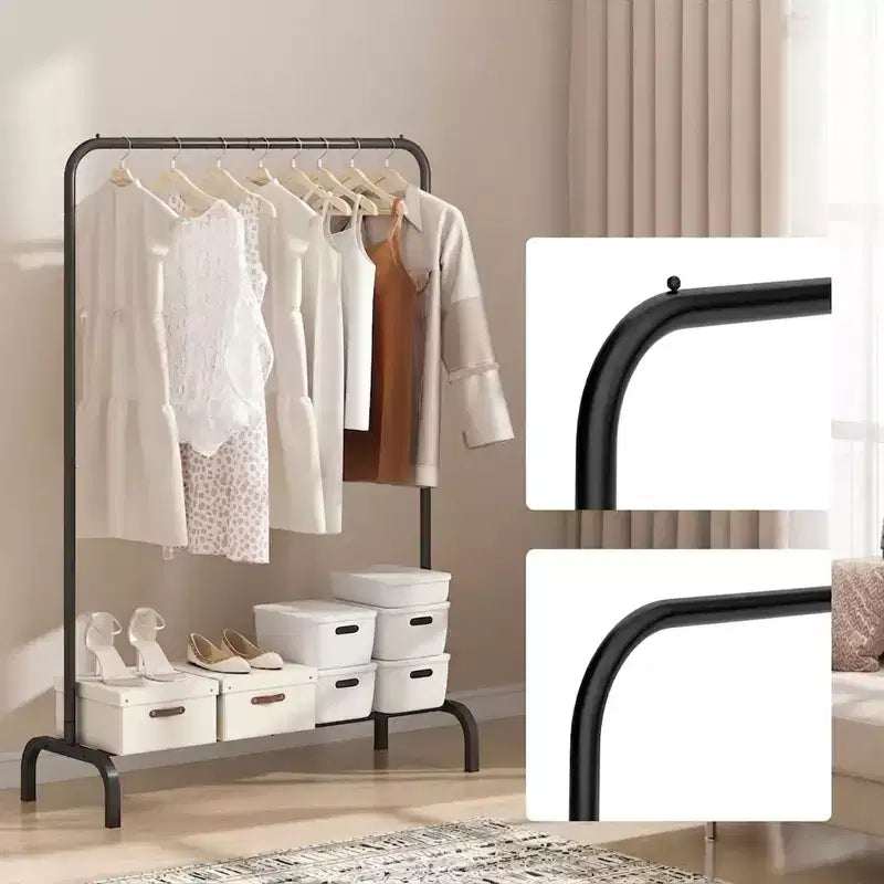 Portant à vêtements robuste avec tringle de suspension et rangement inférieur