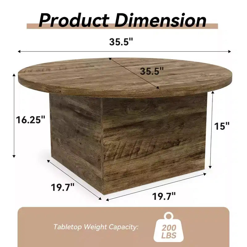 Table basse en bois d'ingénierie chêne rustique, table basse de salon de thé style ferme
