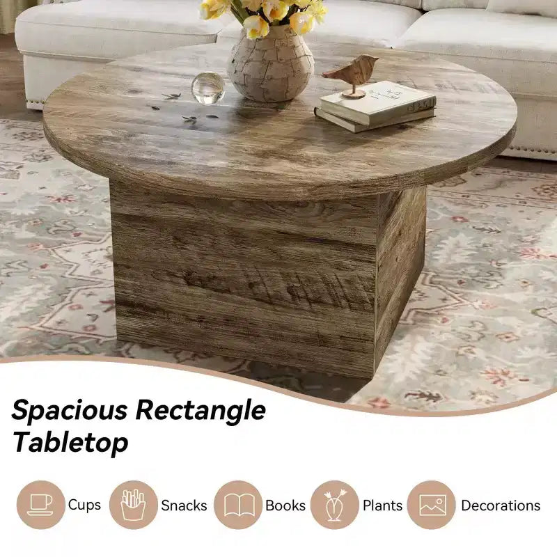 Table basse en bois d'ingénierie chêne rustique, table basse de salon de thé style ferme