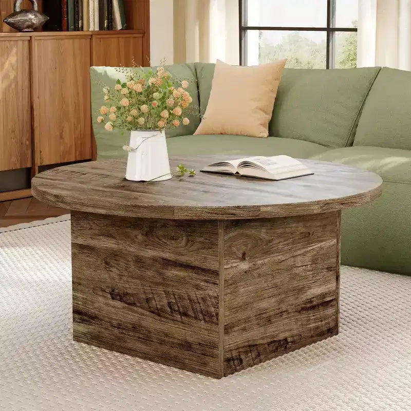 Table basse en bois d'ingénierie chêne rustique, table basse de salon de thé style ferme
