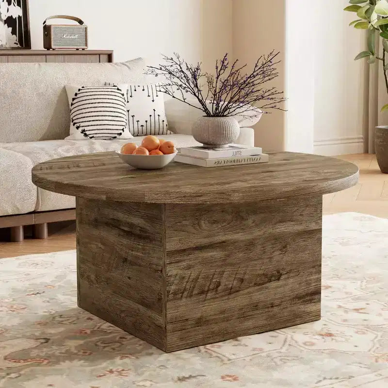 Table basse en bois d'ingénierie chêne rustique, table basse de salon de thé style ferme