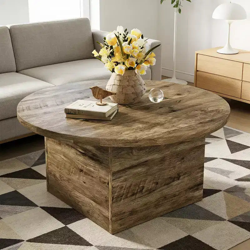 Table basse en bois d'ingénierie chêne rustique, table basse de salon de thé style ferme