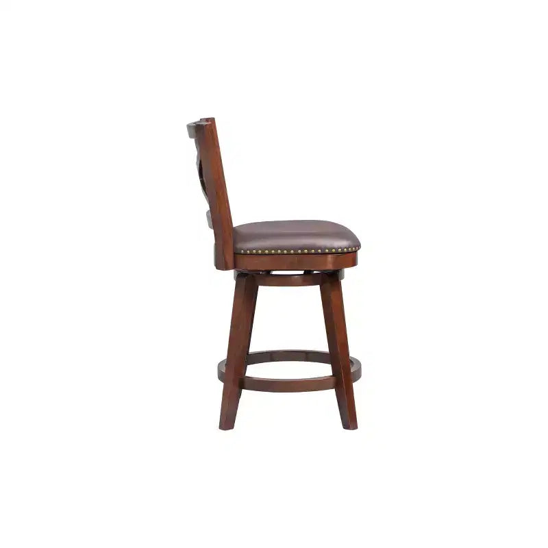 Tabouret de bar pivotant à hauteur de comptoir avec dossier Cappuccino