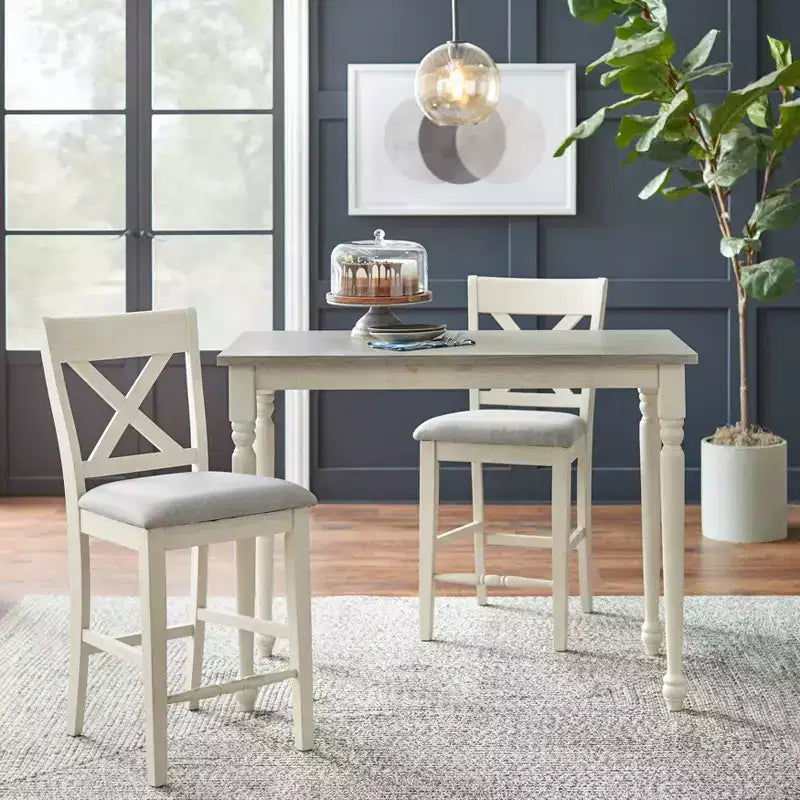 Table hauteur comptoir gris/blanc : Moderne du milieu du siècle