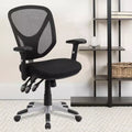 Chaise de bureau ergonomique multifonction pivotante en maille noire à dossier mi-haut